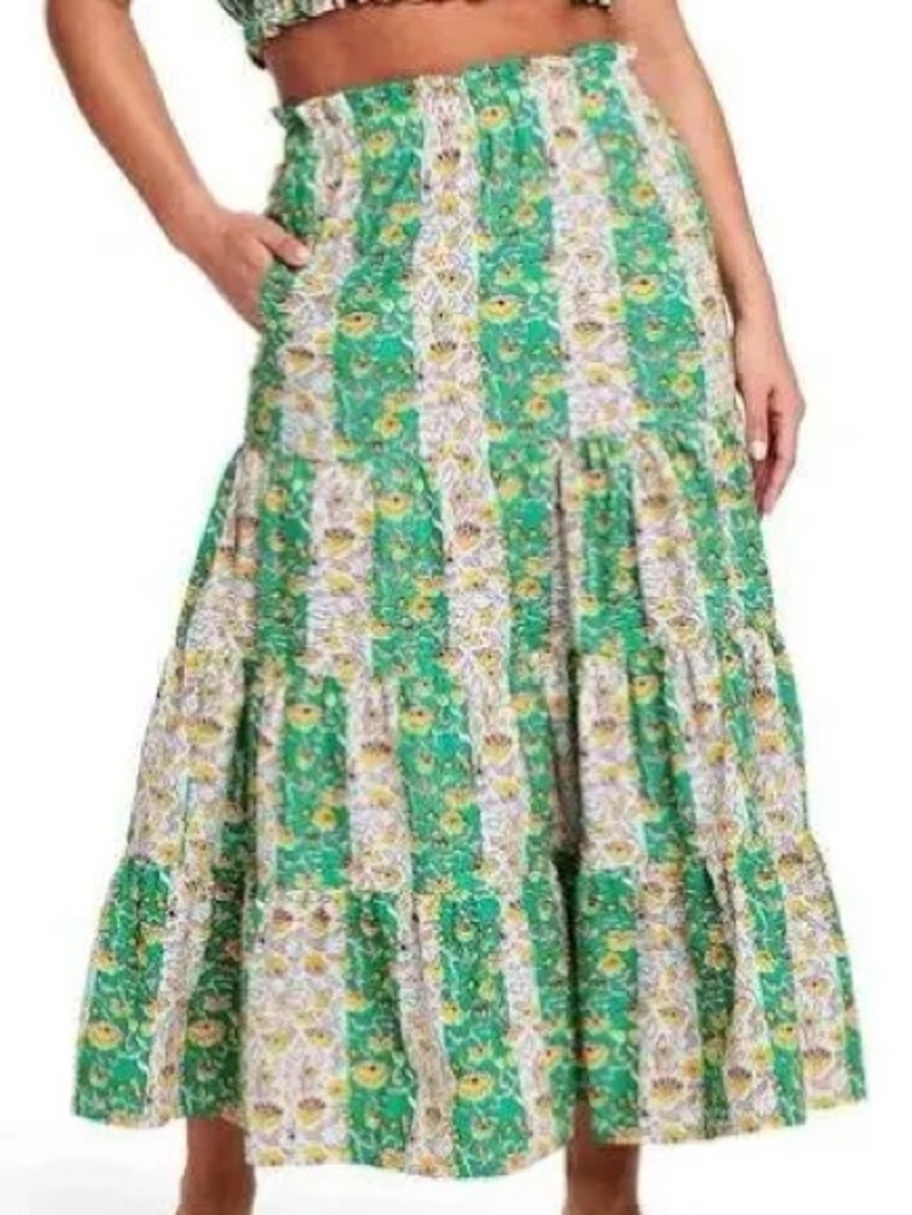 rhode target midi green Green Floral Tiered Midi skirt Large